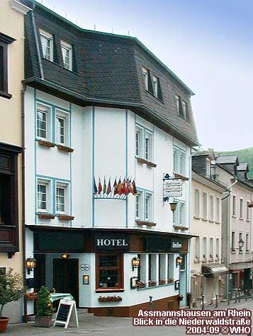 Assmannshausen am Rhein. Blick in die Niederwaldstrae.