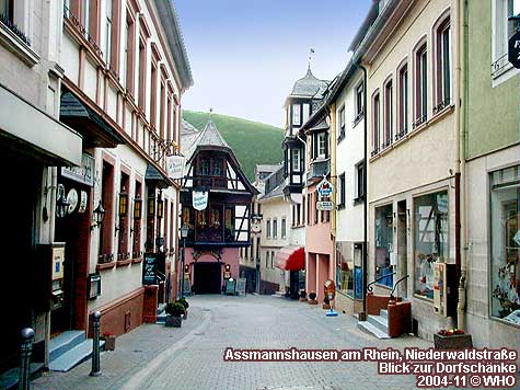 Assmannshausen am Rhein, Niederwaldstrae, Blick zur Dorfschnke.