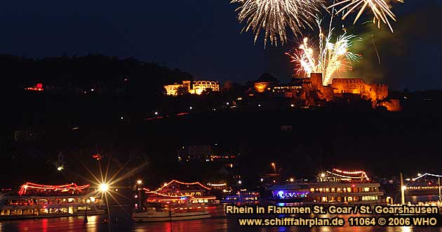 Schifffahrplan Rhein in Flammen St. Goar und St. Goarshausen an der Loreley