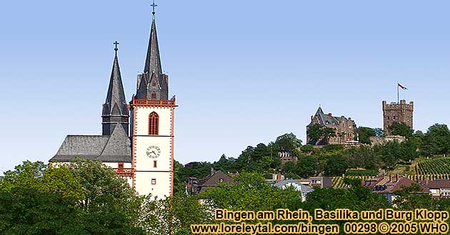 Bingen am Rhein, Basilika und Burg Klopp